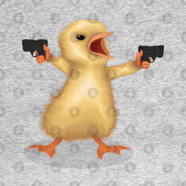 A Funny Bird Holding Guns by Ghean